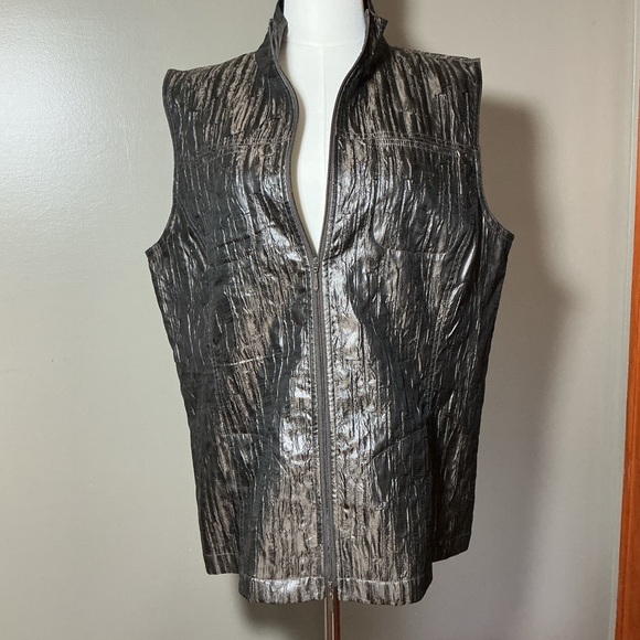 Chico's Metallic Black Sleeveless Vest - Picture 1 of 9